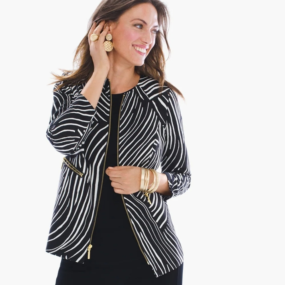 Chico's Travelers Collection Zebra-Print Structured Jacket